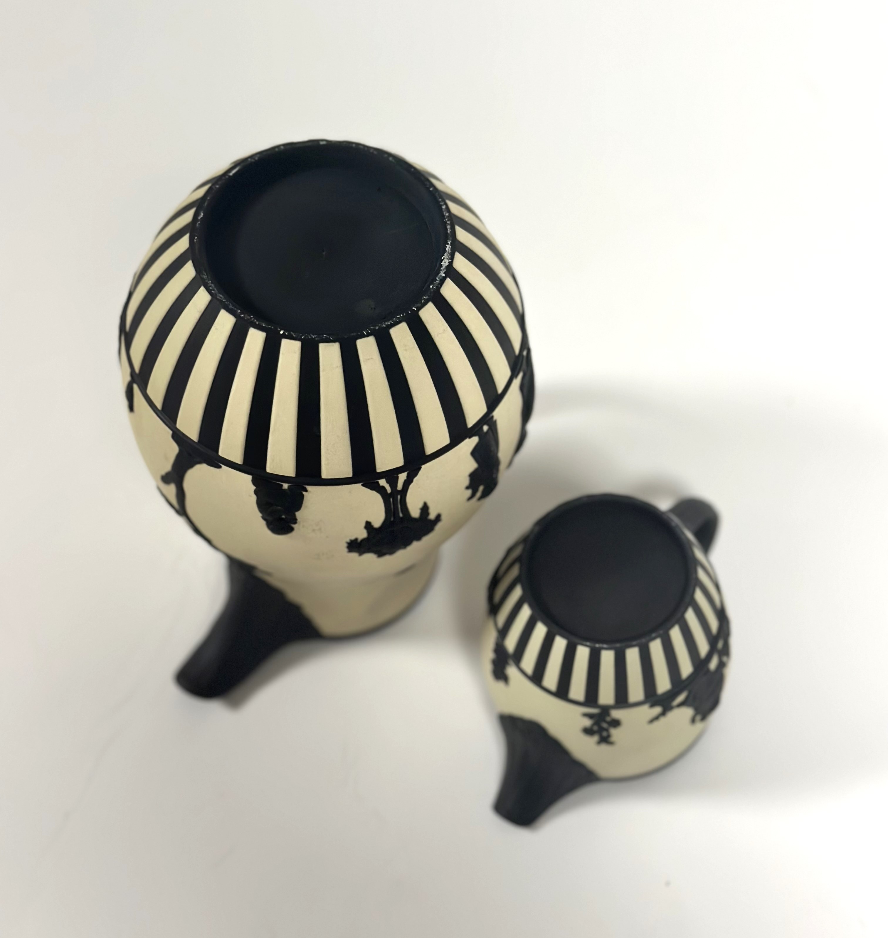 Sprigged A rare 20th century Wedgwood yellow and black jasperware coffee pot, of ...