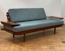 R.W.Toothill, a 1960s mid century afromosia teak and rose gilt brass Wentworth metamorphic sofa /
