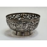 A Chinese Export silver bowl, c. 1900, in the manner of Wang Hing, pierced and chased with roses and