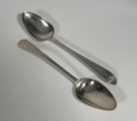 A pair of George III Irish silver table spoons, Richard Archbold, Dublin 1810, Celtic Point pattern,