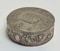 A good German silver box, late 19th century, probably Hanau, of circular form, the hinged cover