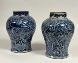 Property of the late Countess Haig: a pair of Chinese blue and white porcelain baluster vases, of