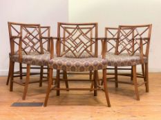 Whytock and Reid, A set of six walnut framed Cockpen chairs, circa 1920's, with a characteristic