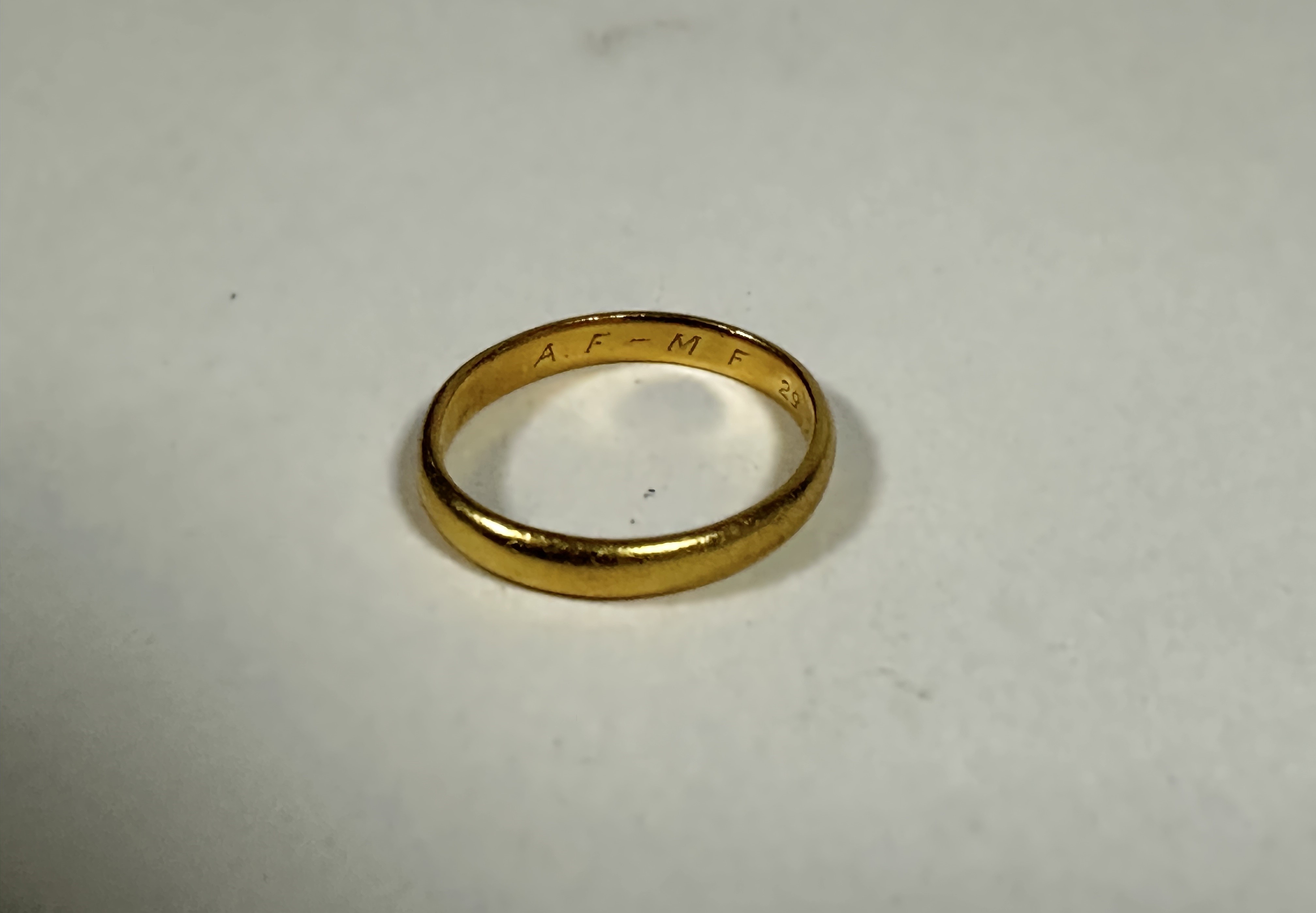 A 22ct gold wedding band of oval shape, M. 2.49g - Image 2 of 3