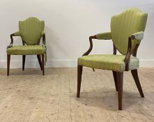 A pair of mahogany framed drawing room chairs in the Georgian style, early 20th century, the