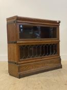 Globe Wernicke, an early 20th century oak two height stacking library bookcase, H80cm, W87cm, D30cm