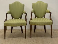 A pair of mahogany framed drawing room chairs in the Georgian style, early 20th century, the