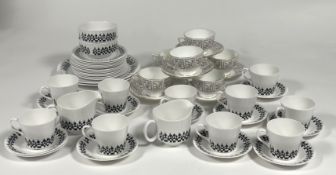 A Ridgway China Minaret pattern part tea service ten tea cups, a milk jug, a creamer, two bowls (h-