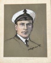 British School (early 20thc) portrait of a young navel officer indistinctly signed, mixed media,,