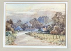 Kenneth Robertson, Dirlton Castle, watercolour on paper, signed bottom right, in a gilt glazed