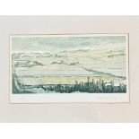 Sonas MacLeon ('94), field scene with farmhouses to backgroup, print no 30/45, signed pencil