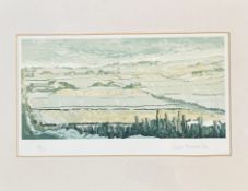 Sonas MacLeon ('94), field scene with farmhouses to backgroup, print no 30/45, signed pencil