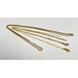 A 9ct gold box link chain necklace, (L x 22cm) 5.3g, a 14ct gold fine trace link necklace, (L x