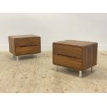 Dwell, a pair of contemporary walnut veneered bedside chests, each with two drawers raised on