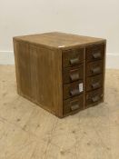 A 1930's oak eight drawer index chest H41cm, W38cm, D50cnm