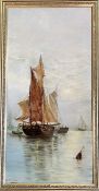 M.Mackay, a costal shipping scene, oil on canvas, signed bottom left, in a gilt frame. (54cmx26cm)