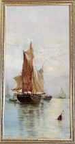 M.Mackay, a costal shipping scene, oil on canvas, signed bottom left, in a gilt frame. (54cmx26cm)