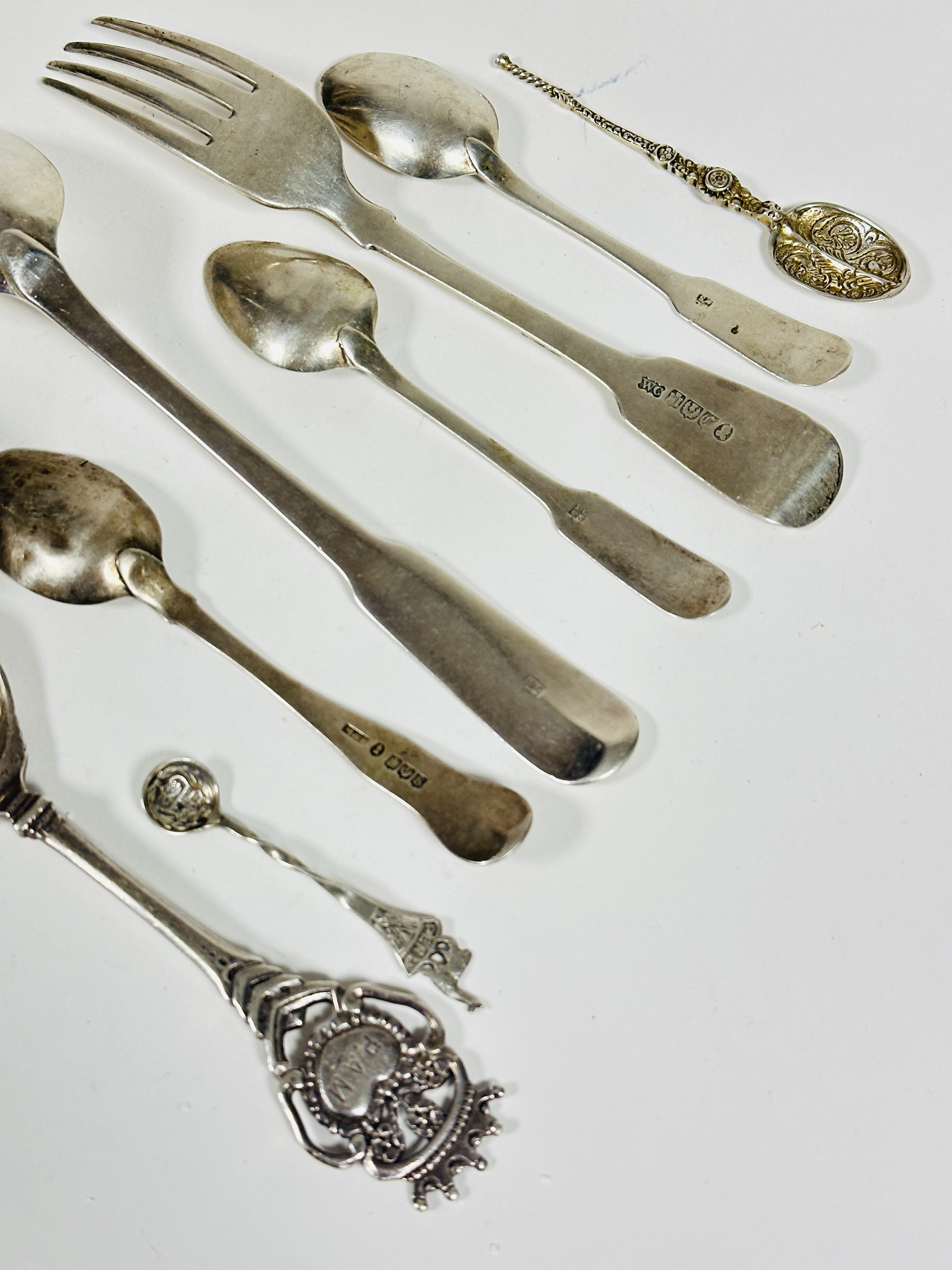 A collection of silver and white metal flatware including a provincial silver fiddle pattern table - Image 2 of 3