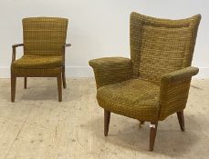 Parker Knoll, a mid century upholstered open armchair (A/F) (H80cm) together with another mid