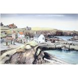 A.Brash, St.Abbs Harbour, ink and wash, signed and titled to bottom in a wooden gilt frame. (