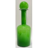 A 1960's Otto Brauer for Holmegaard vase in green/white art glass with decorative ball topper (h-