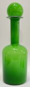 A 1960's Otto Brauer for Holmegaard vase in green/white art glass with decorative ball topper (h-