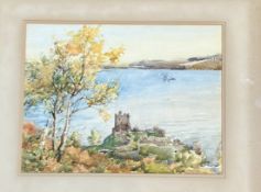 H.Andrew.Gamley, Castle Urquhart, watercolour paper signed bottom right in a wooden glazed frame. (