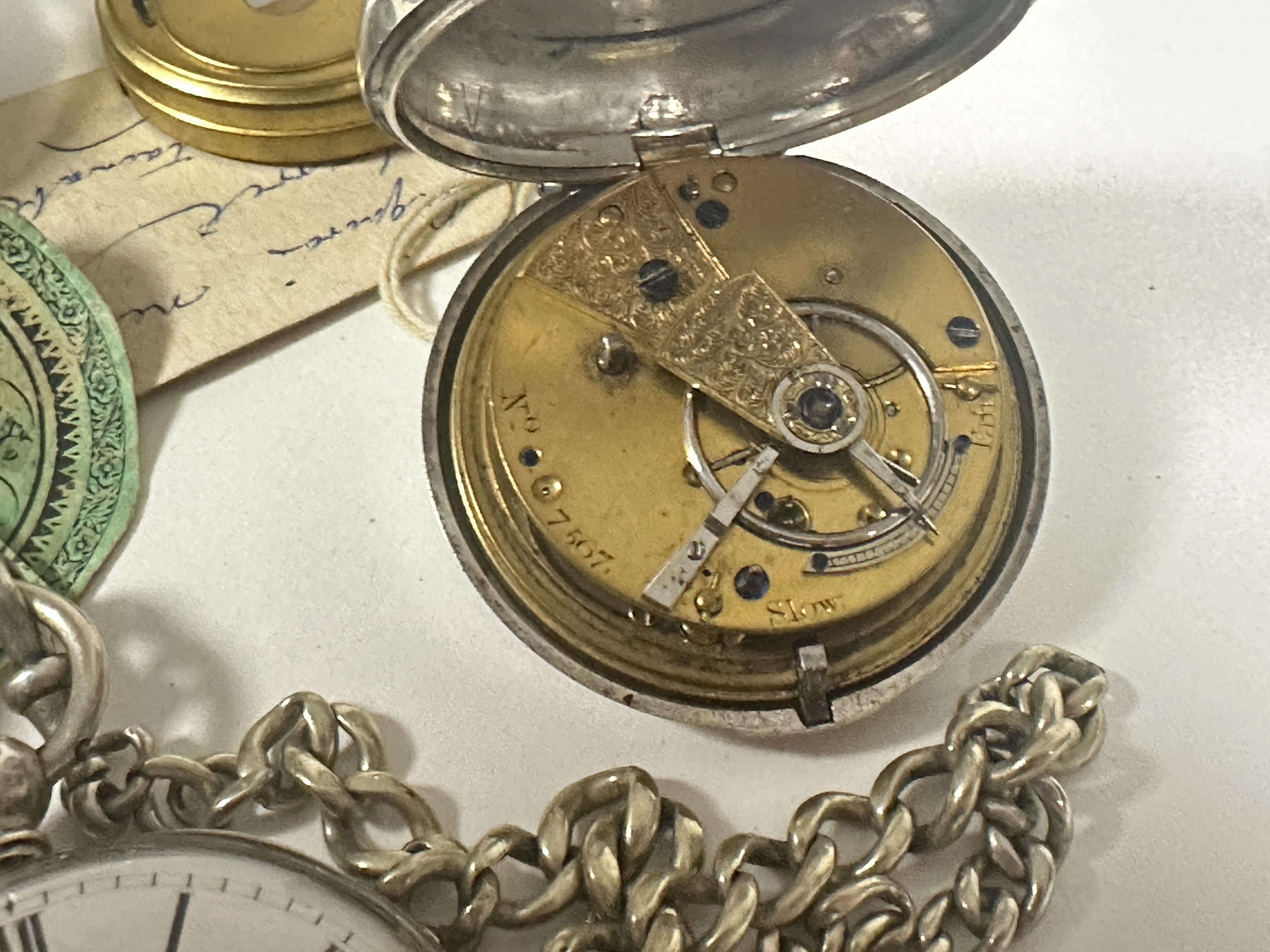A Victorian London silver pair cased open face pocket watch with white enamel with Roman numerals - Image 5 of 6