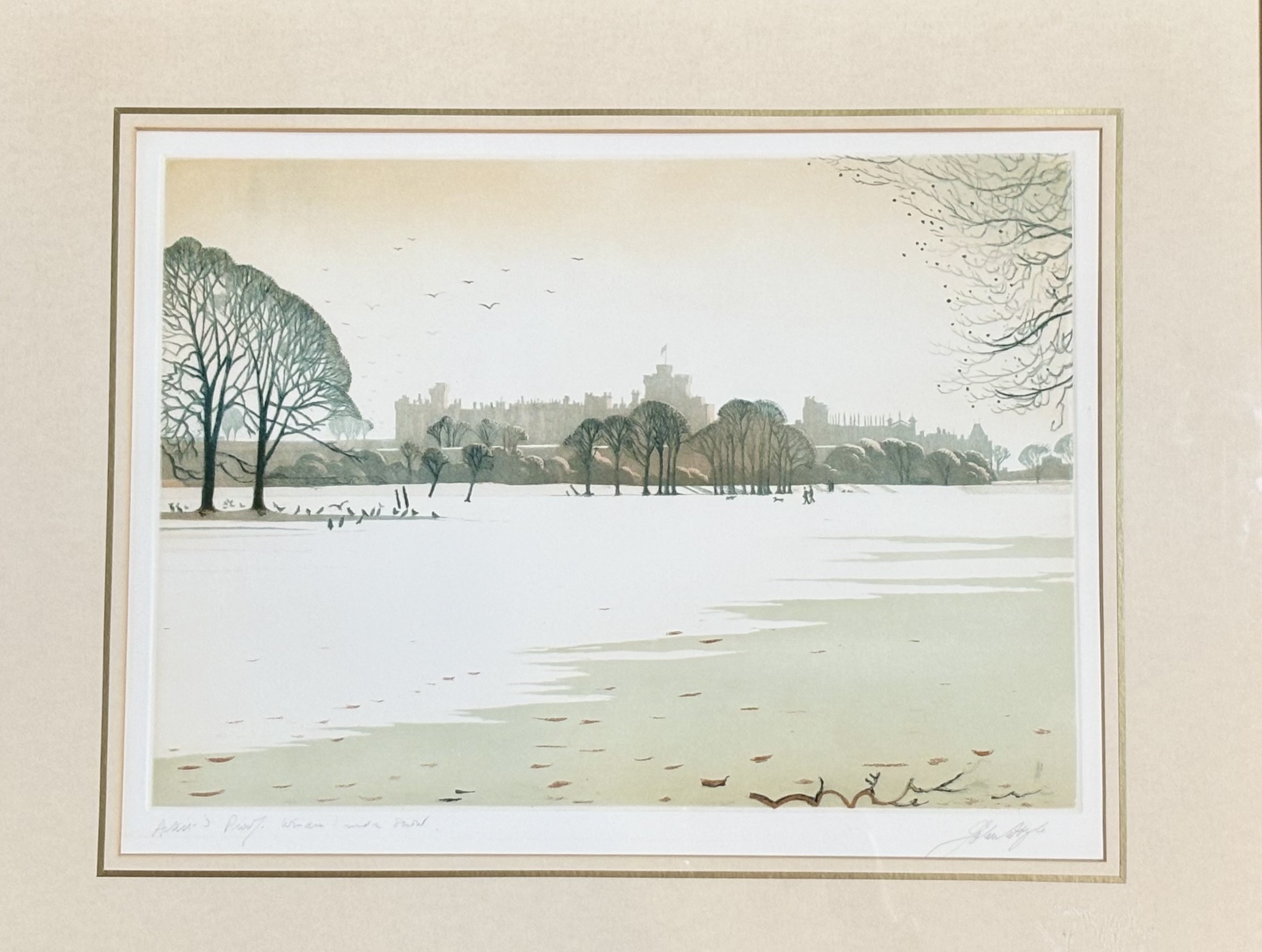 John Doyle (1928-?), Windsor in the Snow, etching, titled and signed pencil bottom right, in a