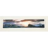 Nigel Sutton, Sunset North Berwick coloured photograph titled and signed bottom right. (14cmx57cm)