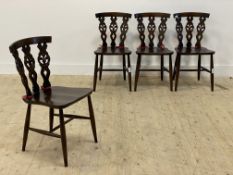 Ercol, a set of four vintage stained elm and beech dining chairs H80cm