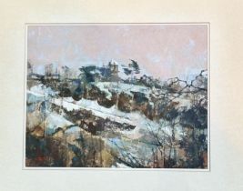 Eric Huntley B.A., Crawderstanes - First Snow 1979, acrylic on paper, signed and dated bottom