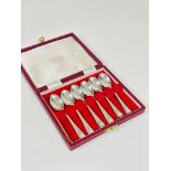 A Sheffield silver set of six coffee spoons complete with fitted case, show no signs of use,