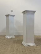 A pair of white painted pedestals of classical inspiration H83cm, 27cm x 27cm