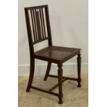 An early 20th century walnut side chair with bergere seat panel H89cm