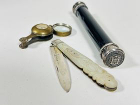 A 19th C Edinburgh High Constables ebony white metal mounted baton with city coat of arms and no 151