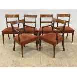 A set of six (4+2) Regency mahogany dining chairs, with box wood and ebonised strung crest rail