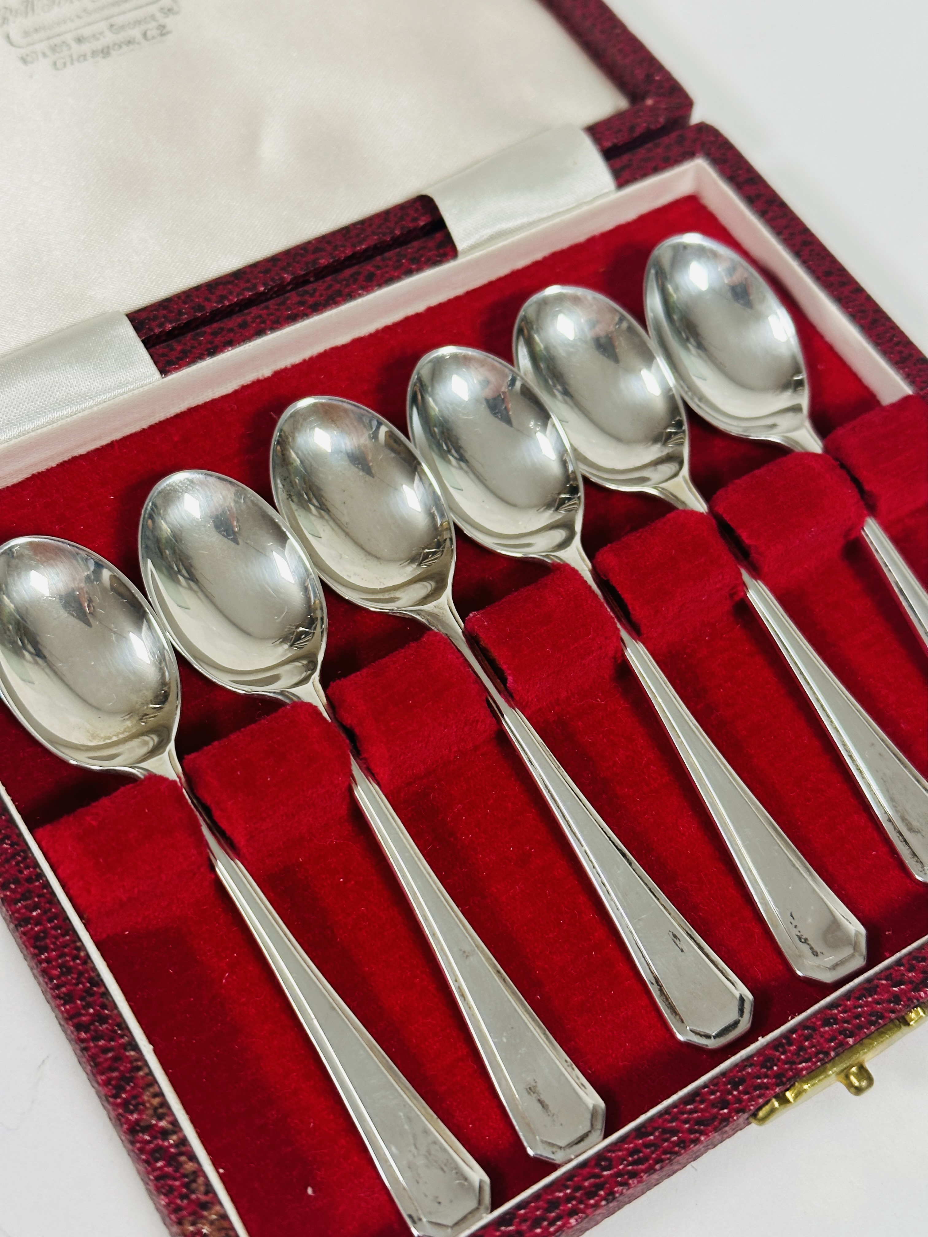 A Sheffield silver set of six coffee spoons complete with fitted case, show no signs of use, - Image 2 of 2