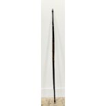 A 19thc Eastern archery bow, the wooden shaft with ornately knotted bands, (136cm)