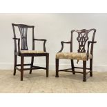 An Edwardian mahogany carver dining chair of Chippendale design, the acanthus carved and moulded