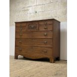 A Scottish Regency period inlaid mahogany chest of drawers, fitted with three short and one long