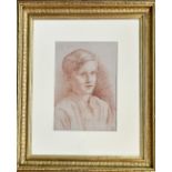 British School (20thc), Portrait of a young boy, crayon, signed monogram.(39.5cmx25cm)