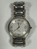 A gents Rotary Elite stainless steel and yellow metal quartz wrist watch with silvered dial and date