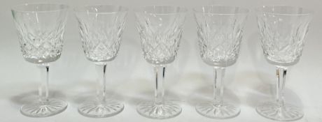 A set of five Waterford crystal wine glasses (some marked 'Waterford' verso) (h- 15cm)