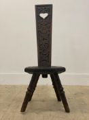 A 19th century carved walnut spinning chair, of characteristic form H87cm