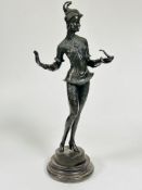 A modern bronze figure after G. Schmidt -Cassel of a 1920's performer with serpant dressed in hat