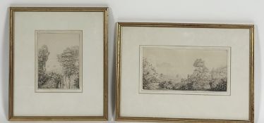 Elmslie Willaim Dallas (British 1809-79), Two Views of Sorrento, pen and ink drawings, each signed