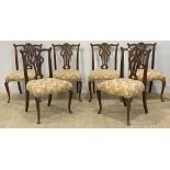 A quality set of six Edwardian mahogany dining chairs of Chippendale design, each with acanthus