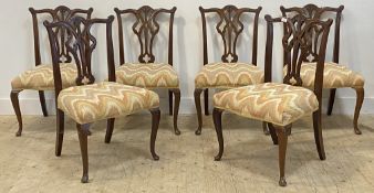 A quality set of six Edwardian mahogany dining chairs of Chippendale design, each with acanthus