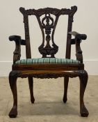 A miniature elbow chair of Chippendale design, late 20th century, H50cm